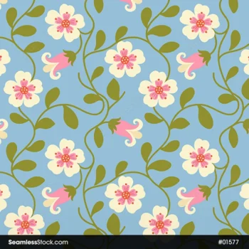 Doodle Beautiful Flowers Seamless Pattern For Girls