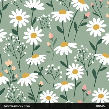 Doodle Flowers Seamless Pattern For Girls
