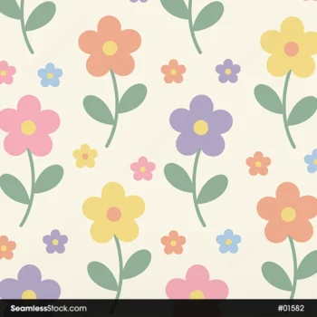 Doodle Flowers Seamless Pattern For Girls