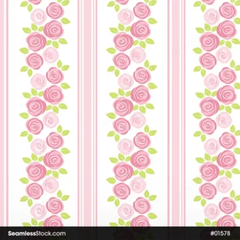 Doodle Flowers And Stripes Seamless Pattern For Girls