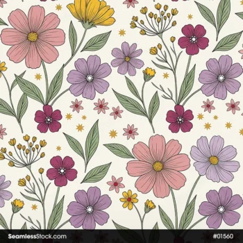 Flowers Illustration Seamless Pattern For Adult