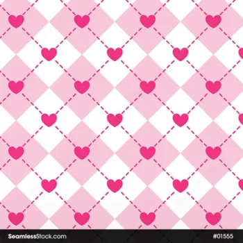 Hearts On Plaids Background Seamless Pattern For Girls