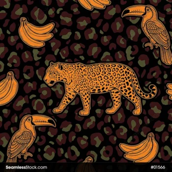 Jaguar Toucans And Bananas Seamless Pattern For Adult