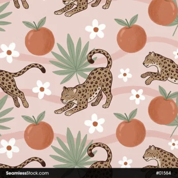 Jaguars And Grapefruit Seamless Pattern For Adult