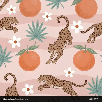 Jaguars And Grapefruits Seamless Pattern For Adult