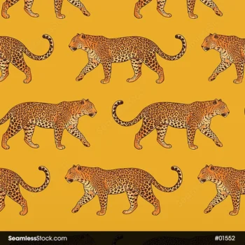 Jaguars On Mustard Background Seamless Pattern For Adult