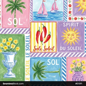 Mediterranean Summer Tile Seamless Pattern For Adult