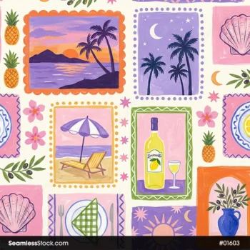 Mediterranean Summer Tile Seamless Pattern For Adult