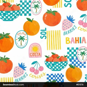 Oranges And Strawberries Seamless Pattern For Adult