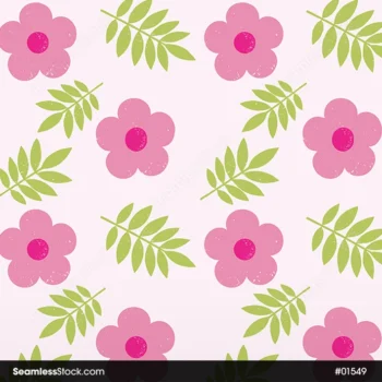 Pink Doodle Flowers Seamless Pattern For Girls