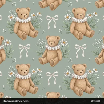 Teddy Bears And Bow Ties Seamless Pattern For Baby