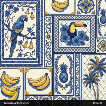 Toucans And Parrots Mosaic Seamless Pattern For Adult