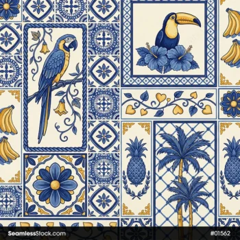 Toucans And Parrots Mosaic Seamless Pattern For Adult