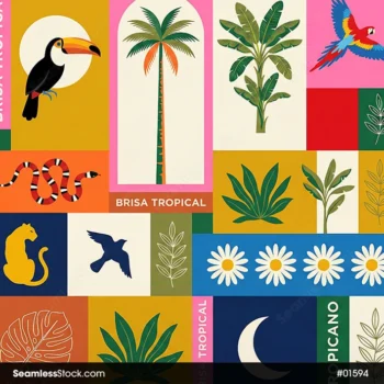 Toucans And Trees Tile Seamless Pattern For Adult