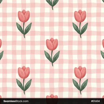 Watercolor Flowers And Plaid Seamless Pattern For Girls